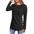 thumbnail image 1 of EchfiProm Shirts for Women Long Sleeve Crew Neck Tunic Tops Fall Ribbed Relaxed Fit Pullover Womens Solid, 1 of 8
