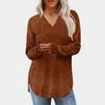 thumbnail image 1 of EchfiProm Shirts for Women Orange Tunic Tops Ribbed V-Neck Long Sleeve Fall Blouse Womens Solid, 1 of 8