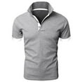 thumbnail image 1 of EchfiProm Short Sleeve Polo Shirts for Men Gray V-neck Half Zip Solid Polo Shirts 3XL, 1 of 2