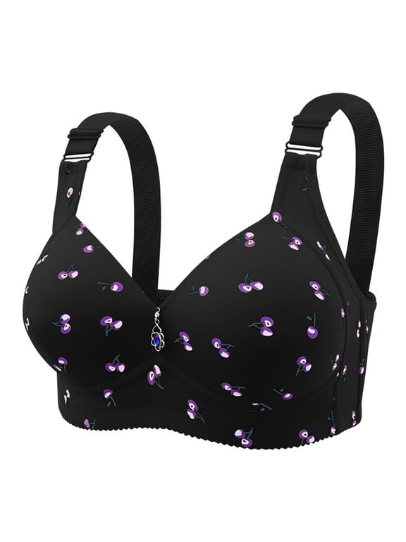 Sleep Bras for Women Wire-Free Full Coverage Black Plus Size Push Up Daily Bras