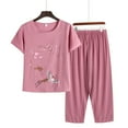 thumbnail image 1 of EchfiProm Sleepwear for Women Pink Short Sleeve Shirts Cotton Capris Sleepwear Sets XL, 1 of 3
