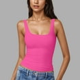 thumbnail image 1 of EchfiProm Sleeveless T-Shirts for Women Hot Pink Tops Slim Square Neck Fall Pullover Y2K Ladies Solid, 1 of 7