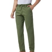 EchfiProm Slim Fit Men Pants For Hot Weather Army Green Jogger Pants Long Elastic Waist Gym Pants M