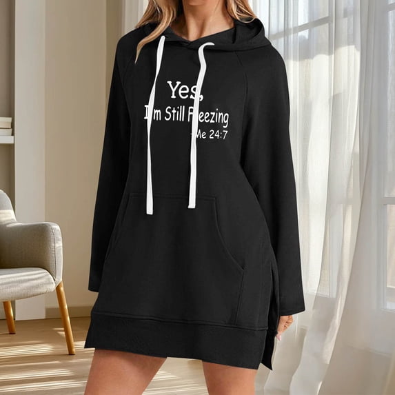 EchfiProm Soft Sweatshirts for Womens with Pockets Hooded Hoodies Black Pullover Long Sleeve Letter Womems Tunic Tops