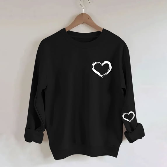 EchfiProm Sweatshirts for Women Cute Pullover Crewneck Fleece Graphic Heart Hers Tops Christmas