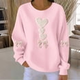 thumbnail image 1 of EchfiProm Sweatshirts for Women Valentine Lightweight Pullover Crewneck Graphic Heart Ribbed Pink Adults Tops Valentine Day, 1 of 4