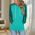 thumbnail image 1 of EchfiProm Sweatshirts for Womens with Pockets Trendy Hooded Hoodies Blue Pullover Plaid Womems Tops Long Sleeve, 1 of 6