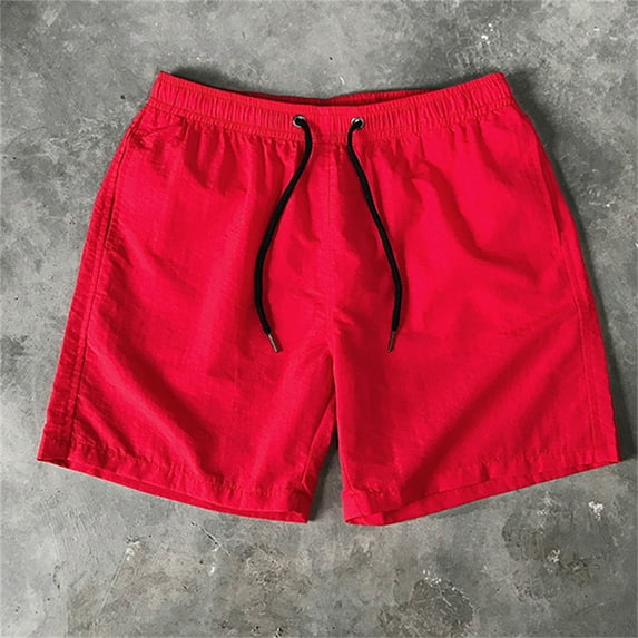EchfiProm Swimming Shorts For Men Sports Running Fitness Elastic Waist Shorts Casual Shorts Beach Shorts Red
