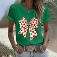 thumbnail image 1 of EchfiProm T shirts for Women Valentine Day Graphic Tee Valentine Short Sleeve Casual Cute Adults Shirts Bow Print, 1 of 7