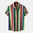 thumbnail image 1 of EchfiProm Tee Shirts Mens Short Sleeve Turndown Collar Red Striped Casual Button Down Shirts 3XL, 1 of 1