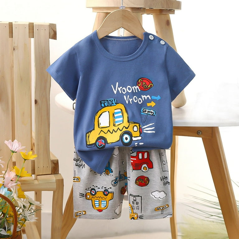 EchfiProm Toddler Boys Summer Outfits 4t Navy Little Boys Short