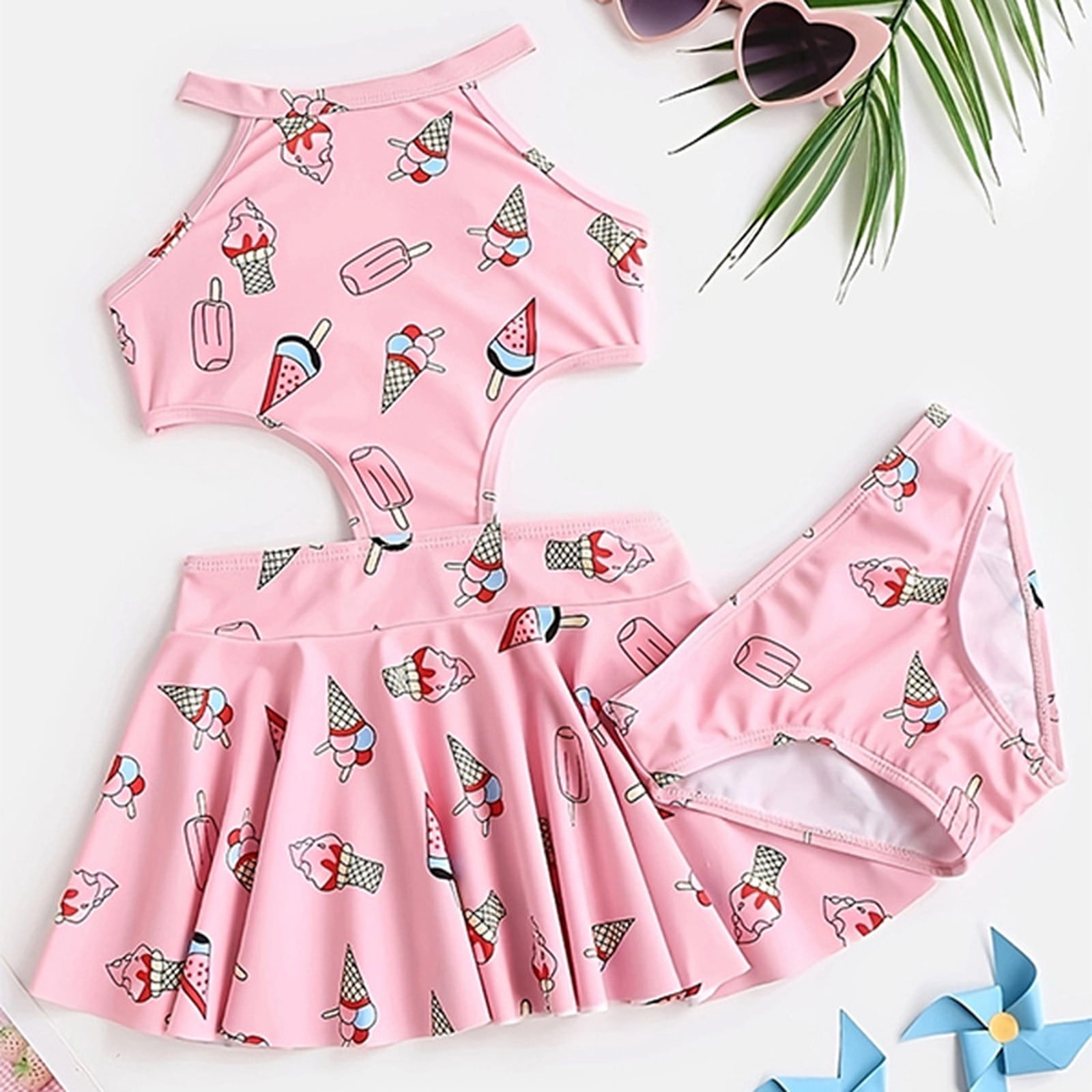 EchfiProm Toddler Cute Outfits Little Girls Pink Floral Prints Quick