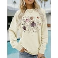 thumbnail image 1 of EchfiProm Tops for Women Floral Pullover Beige Fall Long Sleeve Crew Neck Ladies Sweatshirt, 1 of 6