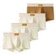 thumbnail image 1 of EchfiProm Underwear Mens 4PC Multi-packs Boxer Briefs Comfortable Cotton Brown Breathable L Underpants, 1 of 2