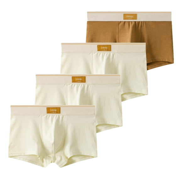 EchfiProm Underwear Mens 4PC Multi-packs Boxer Briefs Comfortable Cotton Brown Breathable L Underpants