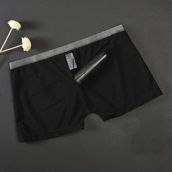 EchfiProm Underwear Mens Boxer Briefs See Through Mesh Black M Underpants