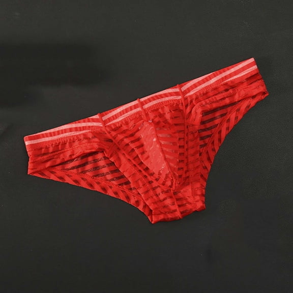 EchfiProm Underwear Mens Briefs Red See Through Mesh XL Underpants