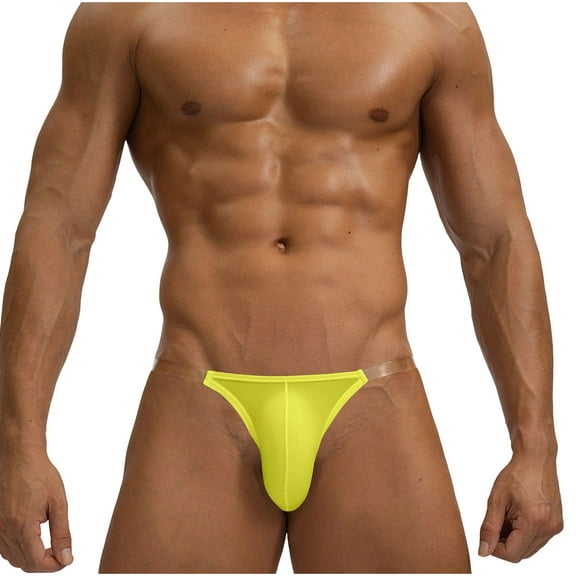 EchfiProm Underwear Mens Thong Breathable Comfortable Yellow 2XL Underpants