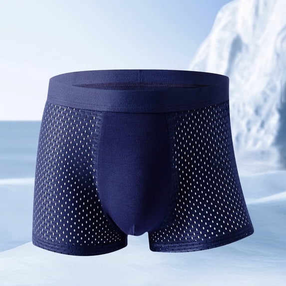 EchfiProm Underwear for Men Boxer Briefs Blue Moisture-Wicking Breathable Cooling Ice Silk L Underpants