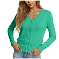 thumbnail image 1 of EchfiProm V Neck Women Lightweight Sweaters Button down Cardigan Mint Green Fall Loose Long Sleeve Solid Knit Sweater Jacket M, 1 of 7