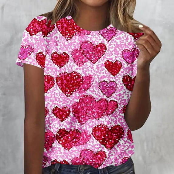 MLZHAN Valentine's Day Shirt For Women – Gnome Love Heart Graphic Long Sleeve Raglan Tee (Plaid Print)