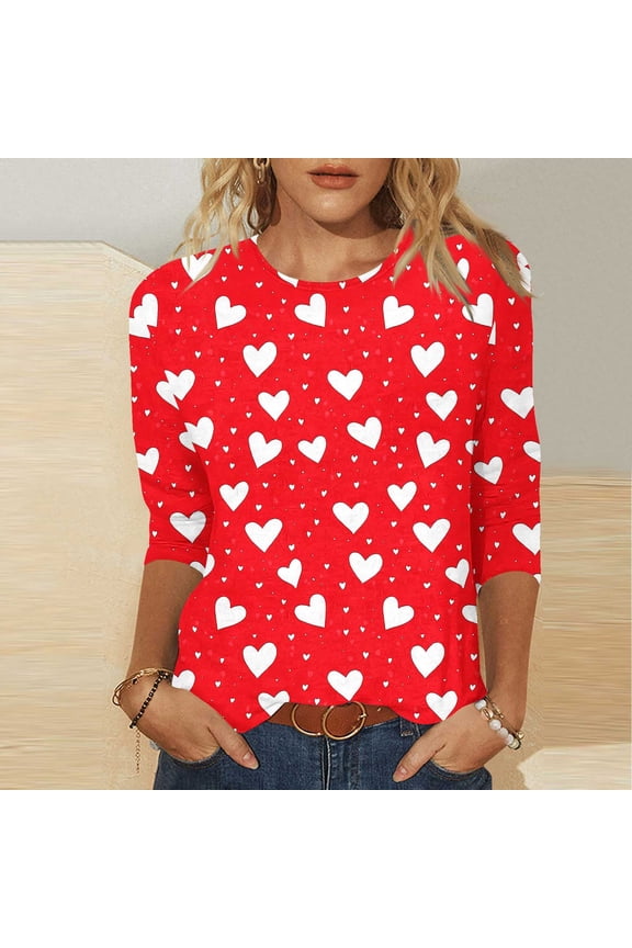 Valentine Shirts for Women Love Heart Graphic Tees Valentines Day Plus Size Red Romantic Funny Womens Tops