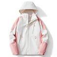 thumbnail image 1 of EchfiProm Waterproof Softshell Jacket Women Zip-up Pink Camping Hooded Windproof Multipocket Mid-Weight Coat, 1 of 3