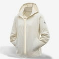 thumbnail image 1 of EchfiProm Waterproof Windbreaker Jacket Women Zip-up Beige Camping Waterproof Lightweight Hooded Coat, 1 of 3