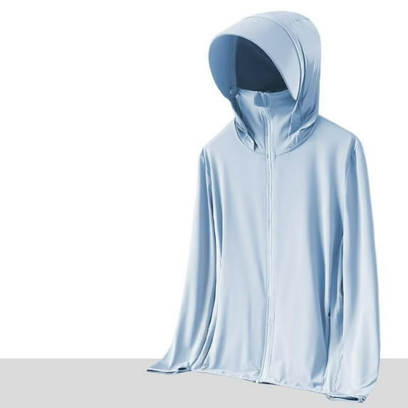 EchfiProm Waterproof Windbreaker Jacket Women Zip-up Sky Blue Travel Waterproof Hooded Lightweight Coat