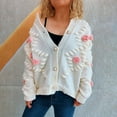 thumbnail image 1 of EchfiProm White Chunky Sweaters for Women V Neck Y2k Cardigan Button down Solid 3D Flower Fanshion Long Sleeve Sweater, 1 of 5