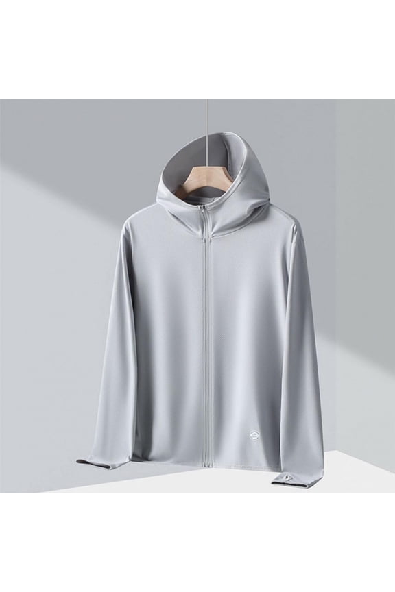 Windbreaker Jacket for Women Zip-up Gray Hiking Waterproof Lightweight Hooded Coat