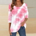 thumbnail image 1 of EchfiProm Winter Tops for Women Pink Tunic Shirts Crew Neck Blouse 3/4 Sleeve Womens Graphic, 1 of 5