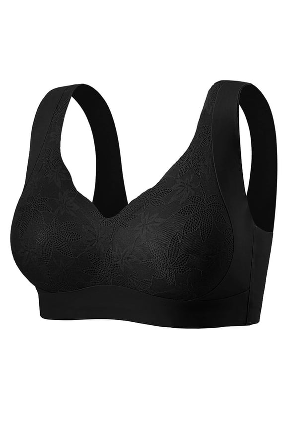 Wireless Bras for Women Plus Size Pullover Padded Black Ladies Bras Full Figure 42D