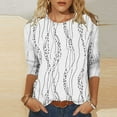 thumbnail image 1 of EchfiProm Woman Shirts 3/4 Sleeve White Pullover Graphic Crew Neck Relaxed Fit Casual Shirts, 1 of 9