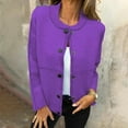 thumbnail image 1 of EchfiProm Women Sweater Fall Cardigan Purple Knit Relaxed Fit Button down Crew Neck Solid Long Sleeve Sweater Coat, 1 of 5