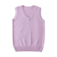 thumbnail image 1 of EchfiProm Women Sweater Vests Winter Purple V Neck Sleeveless Knit Work Solid Pullover Sweater Tank Top, 1 of 3