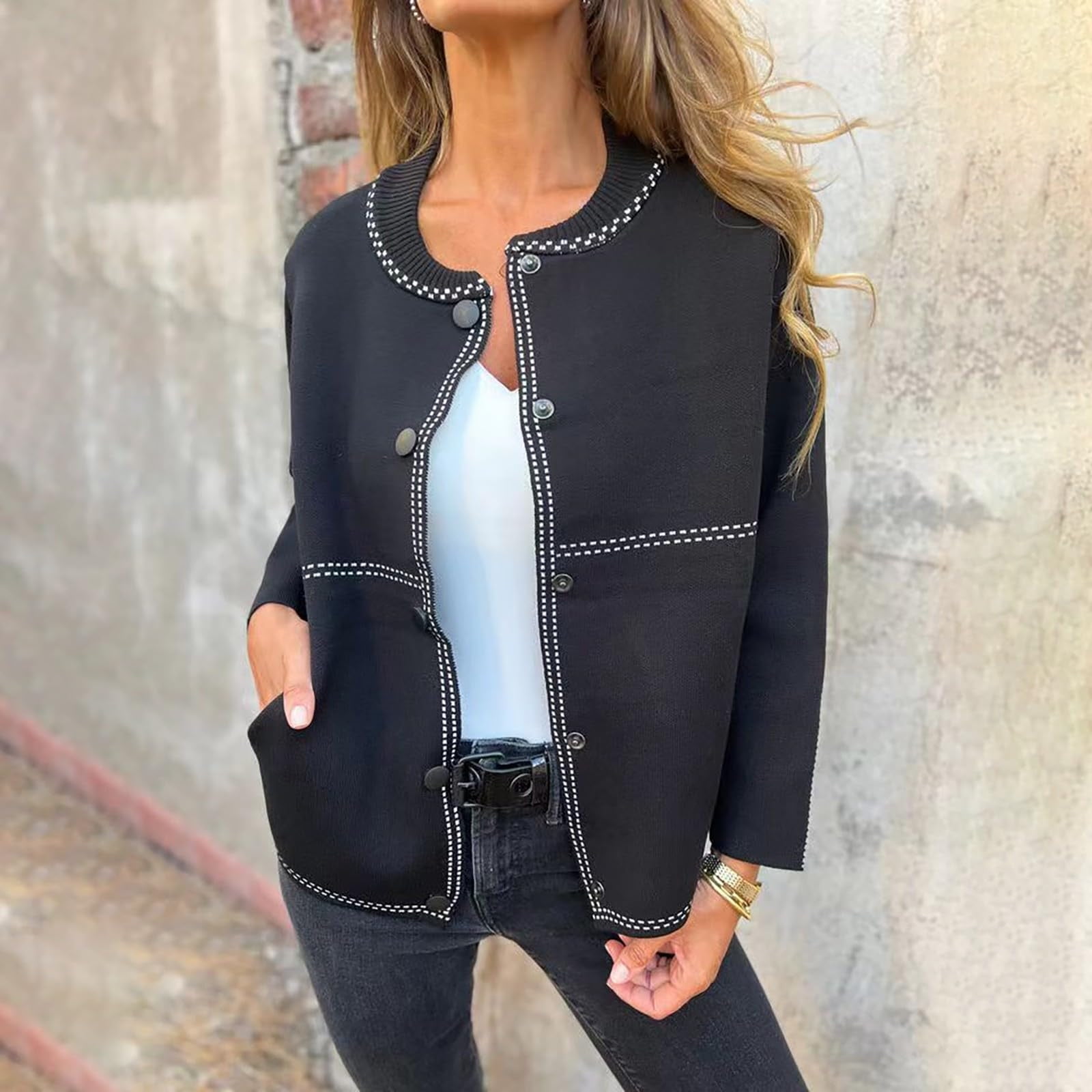 Black Button Down Cardigan Sweater
