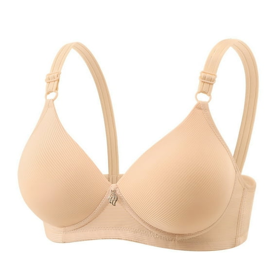 EchfiProm Womens Bras Bralette Beige Push Up Wireless Plus Size Unpadded Bras for Ladies 42B