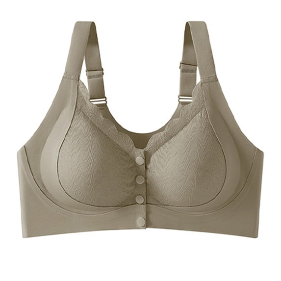 EchfiProm Womens Bras Full Figure Padded Brown Plus Size Front Closure Bras for Ladies Older Women 40ABC