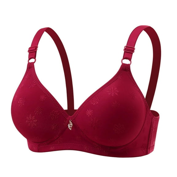 EchfiProm Womens Bras Push Up Bralette Red Plus Size Unpadded Bras for Ladies Older Women 40B