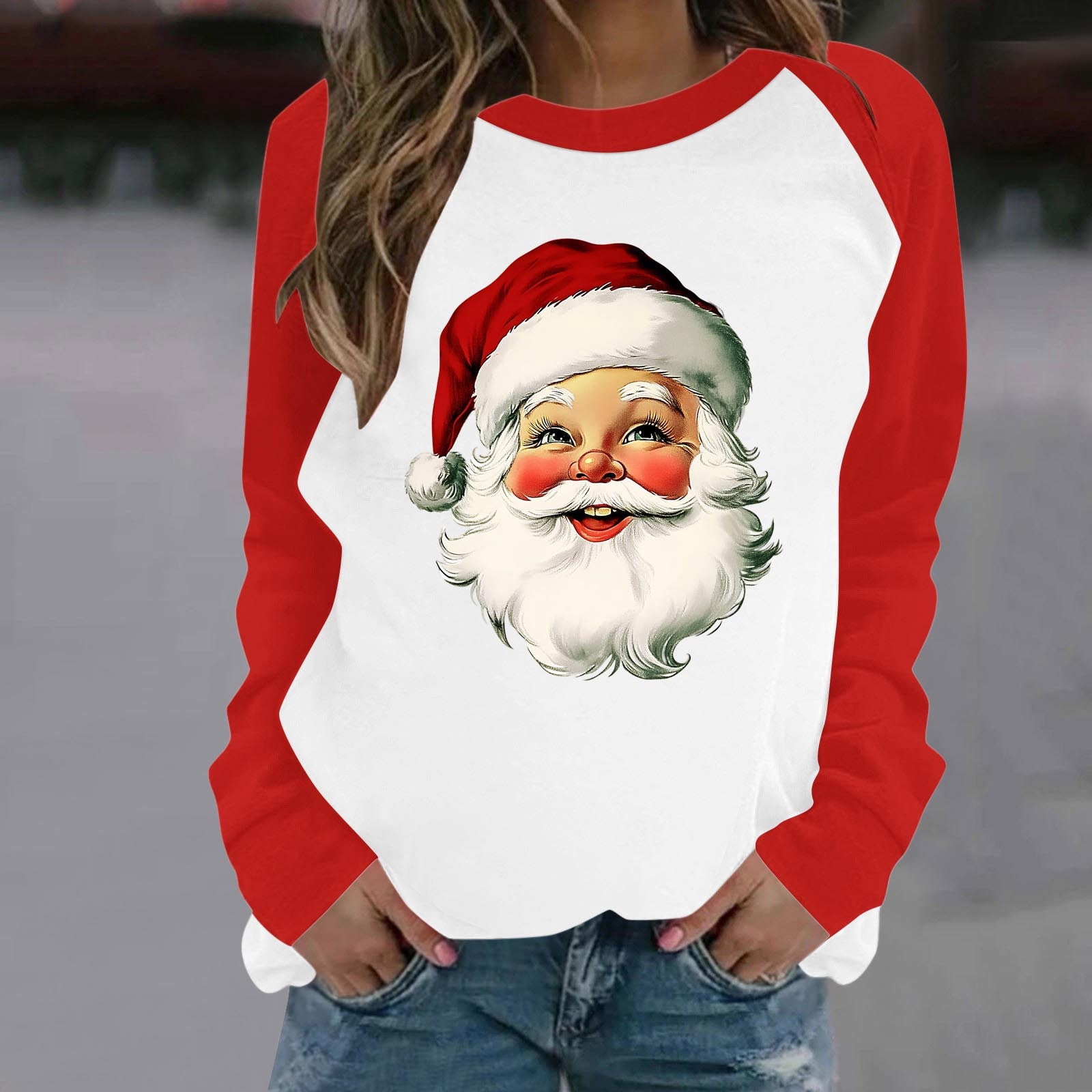 Plus Size Santa Graphic Sequin Long Sleeve Sweatshirt main image 1