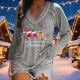 thumbnail image 1 of EchfiProm Womens Christmas Tops Gray Holiday V Neck Long Sleeve Christmas Tree Xmas T Shirts for Women, 1 of 6