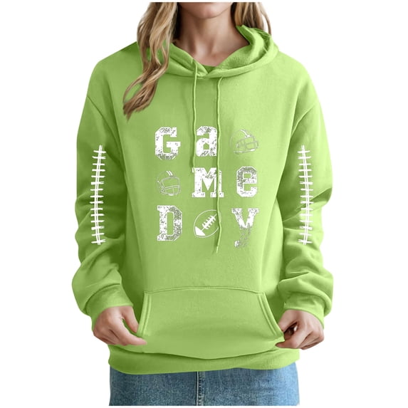 EchfiProm Womens Comfy Sweatshirts with Pockets Football Hoodies Hooded Long Sleeve Tops for Ladies Pullover