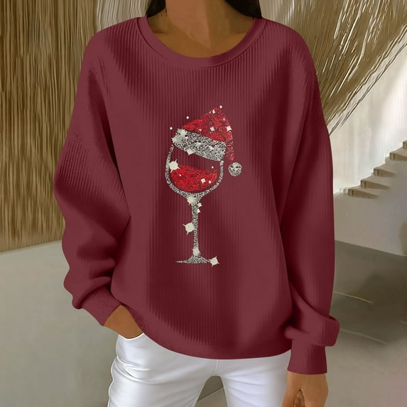 EchfiProm Womens Crewneck Merry Christmas Sweatshirts Pullover Sweatshirt Lightweight Shirts for Women Graphic