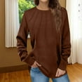 thumbnail image 1 of EchfiProm Womens Fall Sweatshirts Coffee Tops Fleece Pullover Long Sleeve Relaxed Fit Solid for Women, 1 of 5