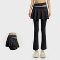 thumbnail image 1 of EchfiProm Womens Flare Leggings Black Yoga Elastic Waist Workout High Waisted Faux Two-Piece Skirt Pants, 1 of 4