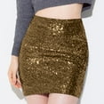 thumbnail image 1 of EchfiProm Womens Gold Skirts Bodycon Shiny Mini Sequin Party Stretchy Skirts for Ladies Going Out, 1 of 6