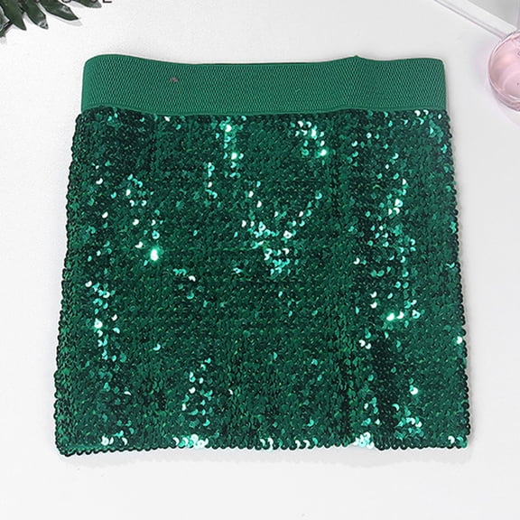 EchfiProm Womens Green Skirts Sequin Club Shiny Mini Party Stretchy Skirts for Women Going Out