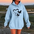 thumbnail image 1 of EchfiProm Womens Hooded Sweatshirts with Pockets Floral Hoodies Cute Pullover Oversized Blue Long Sleeve Tunic Tops for Ladies, 1 of 4
