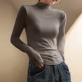 thumbnail image 1 of EchfiProm Womens Khaki Tops Slim Fit Plain Pullover Mock Neck Long Sleeve Casual Undershirts for Womens, 1 of 5
